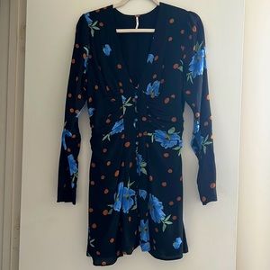 Gently Used Free People Floral and Polka Dot Mini Dress with Covered Buttons